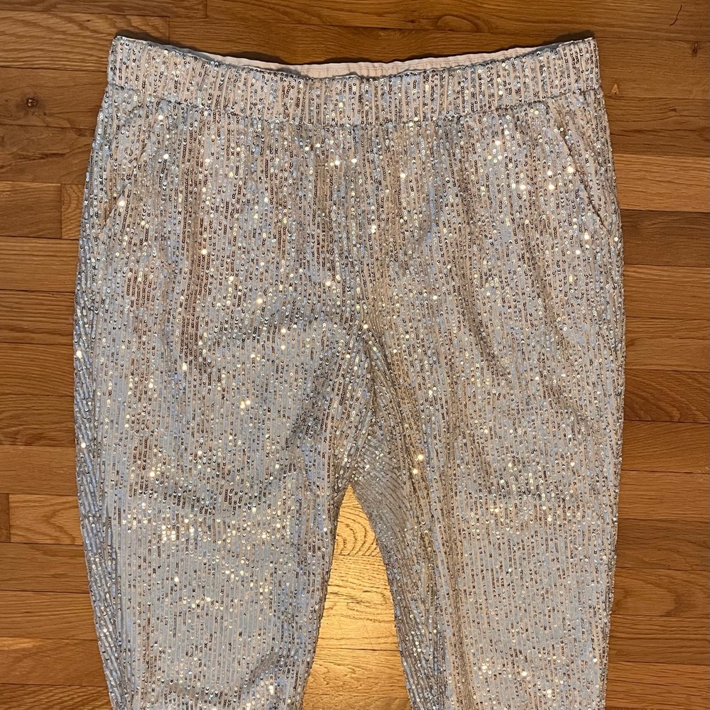Silver Sequins Ann Taylor Loft Jogger Pants